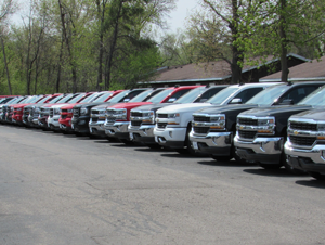 Lineup of Chevrolet trucks